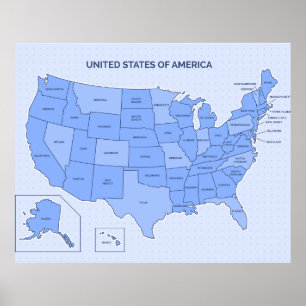 Poster Illustration de carte minimale des États-Unis en b
