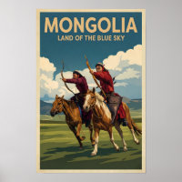 Illustration de cavaliers de Mongolie Art de voyag