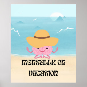 Poster Illustration de cerveau méditant sur une plage mig