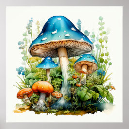 Poster Illustration de champignon psychédélique sauvage a