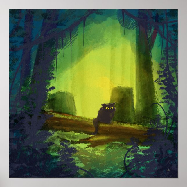 Poster Illustration de chat de la jungle mignonne (Devant)