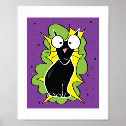Poster Illustration de chat noir mignon | Art animalier p