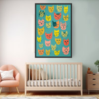 Illustration de chats fous colorés