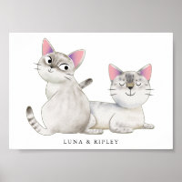 Illustration de chats siamois mignons avec nom