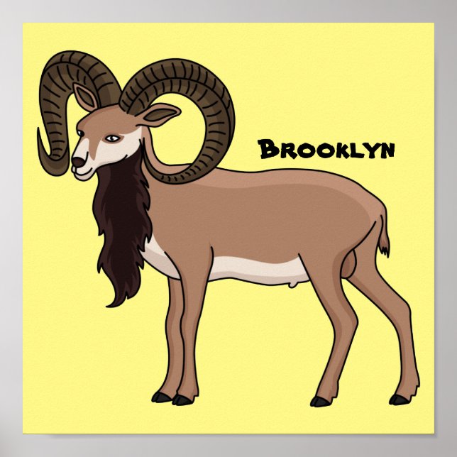 Poster Illustration de chèvre de Mouflon (Devant)