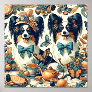 Poster Illustration de chien de papillon mignonne
