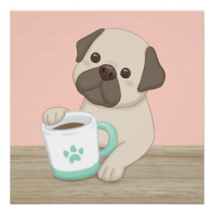 Poster Illustration de chien et de mouton mignon