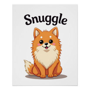 Poster Illustration de chien mignon Pomeranian câlin vint