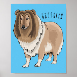 Poster Illustration de chien Rough collie