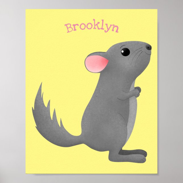 Poster Illustration de chinchilla gris mignon (Devant)