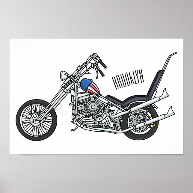 Poster Illustration de Chopper Motorcycle 1950 (Devant)