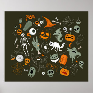 Poster Illustration de concept Halloween avec signe et sy