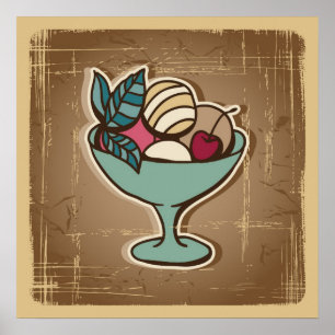Poster Illustration de crème glacée dans le rétro style