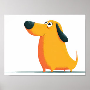 Poster Illustration de dachshund de dessin animé mignon –