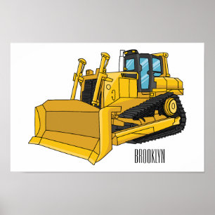 Poster Illustration de dessin animé Bulldozer