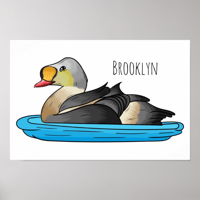 Poster Illustration de dessin animé d'eider à tête grise  (Devant)