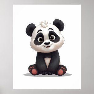 Poster Illustration de dessin animé d'ours panda assis