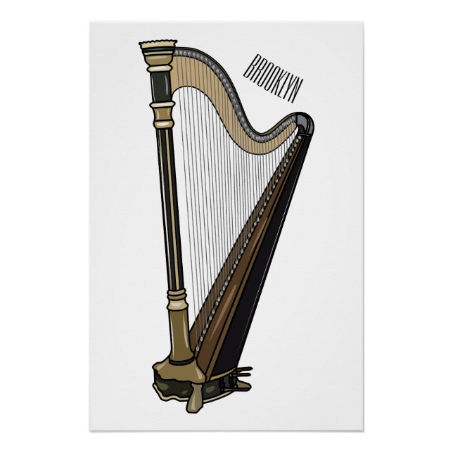 Poster Illustration de dessin animé sur la harpe (Devant)