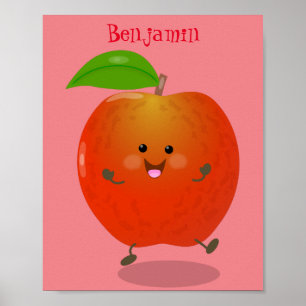 Poster Illustration de dessin animé sur la pomme de danse