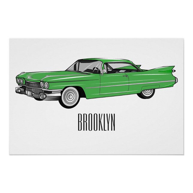 Poster Illustration de dessin de voiture classique 1959 (Devant)