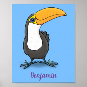 Poster Illustration de dessin humoristique du toucan joye