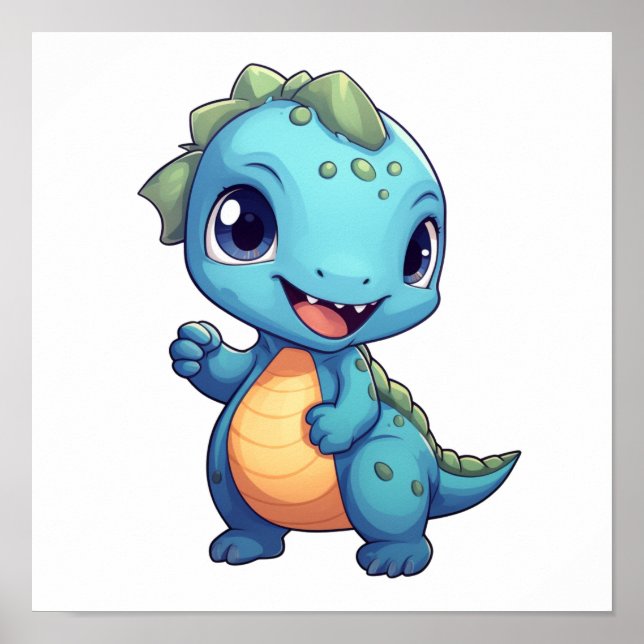 Poster Illustration de dinosaure de dessin (Devant)