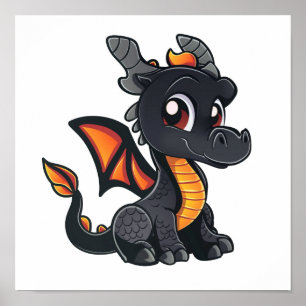 Poster Illustration de dragon de dessin animé