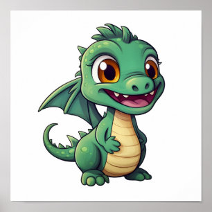 Poster Illustration de dragon de dessin animé