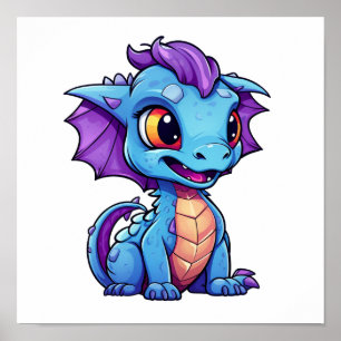 Poster Illustration de dragon de dessin animé