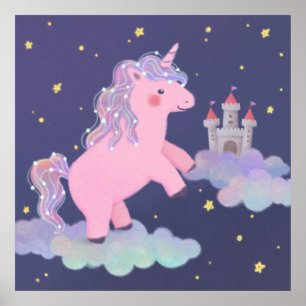 Poster Illustration de fantaisie du rêve de licorne