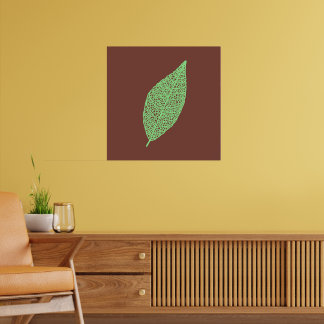 Poster Illustration de feuille squelette marron et vert e