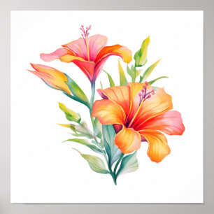 Poster Illustration de fleur de dessin