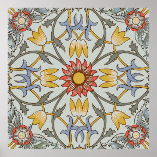 Poster Illustration de fleurs du cercle floral de William