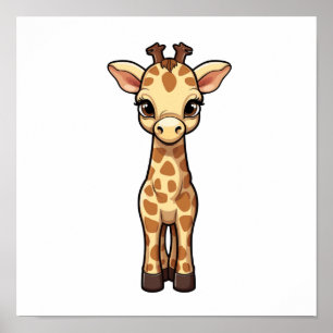 Poster Illustration de girafe de dessin animé