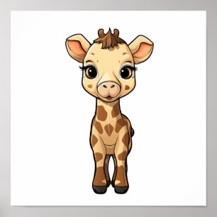 Poster Illustration de girafe de dessin animé