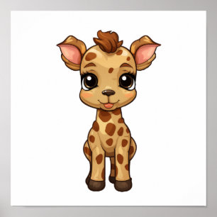 Poster Illustration de girafe de dessin animé
