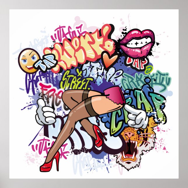 Poster Illustration de graffiti avec lettres de graffitis (Devant)