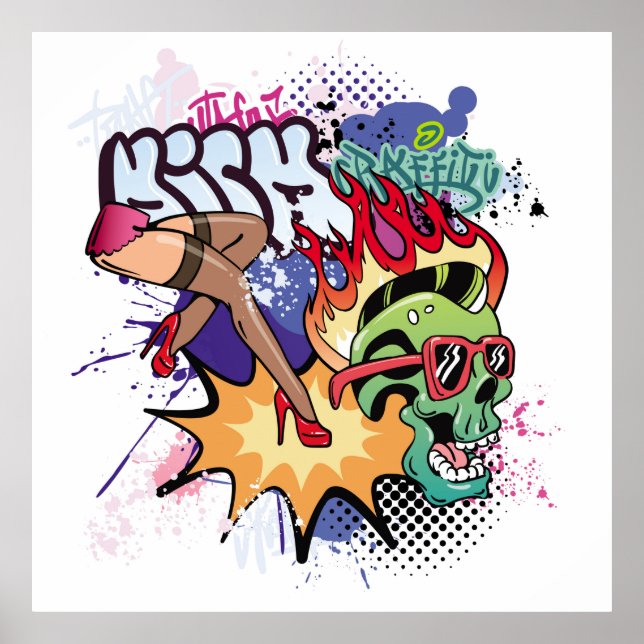 Poster Illustration de graffiti avec lettres de graffitis (Devant)