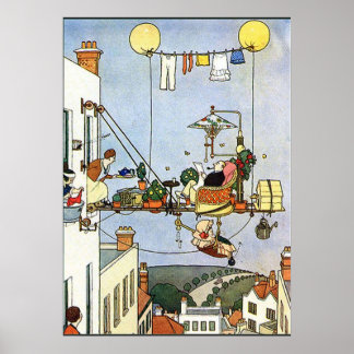 Poster Illustration de Heath Robinson Accueil Conforts W