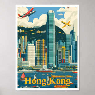 Poster Illustration de Hong Kong China Art Vintage voyage