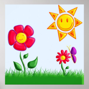 Poster Illustration de jardin ensoleillé