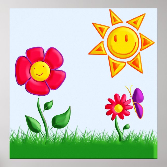 Poster Illustration de jardin ensoleillé (Devant)