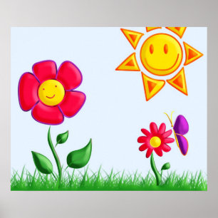 Poster Illustration de jardin ensoleillé