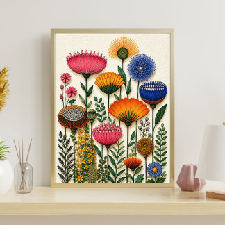 Poster Illustration de jardin floral d'art botanique colo