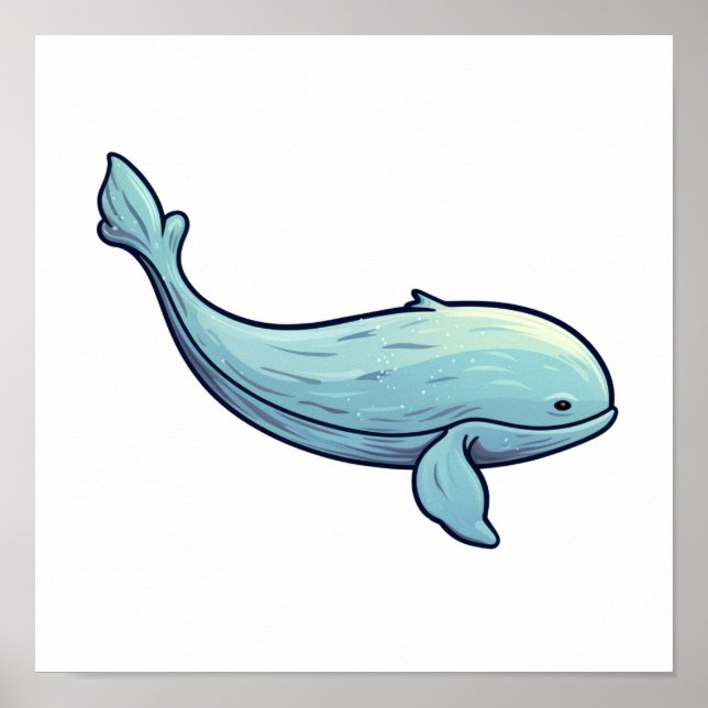 Poster Illustration de la baleine à dessin (Devant)