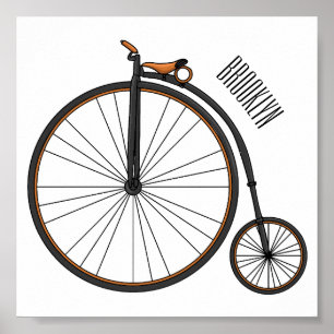 Poster Illustration de la bande dessinée de vélo à grande