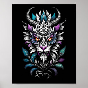 Poster Illustration de la bête mystique - Dragon des yeux
