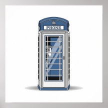 Illustration de la cabine téléphonique bleue vinta