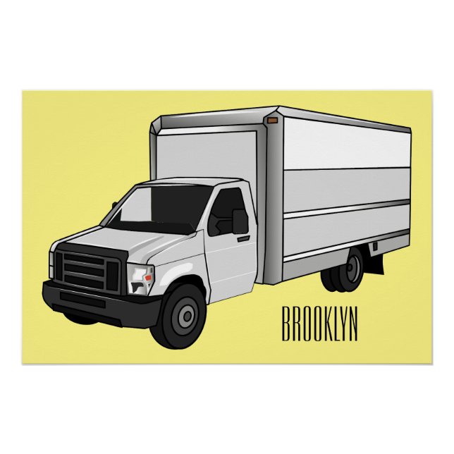 Poster Illustration de la caricature du camion-boîte (Devant)