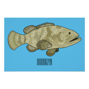 Poster Illustration de la caricature du poisson de mérou